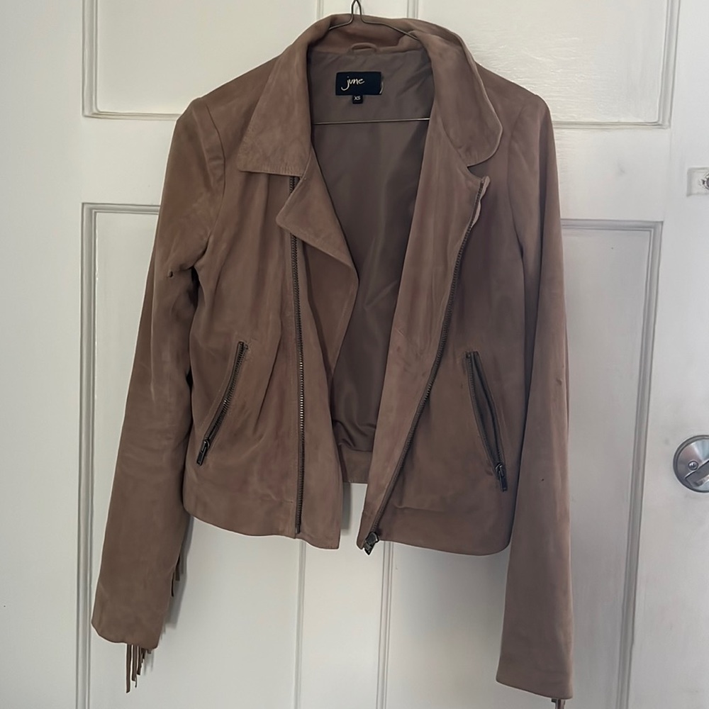 Fringe suede tanned coat